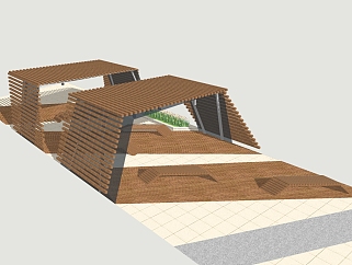 现代实木造型廊架草图大师模型，实木造型廊架sketchup模型下载