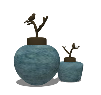 新中式花瓶小鸟摆件草图大师模型,现代装饰品su模型下载