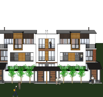 现代独栋私人别墅草图大师模型下载，独栋别墅sketchup模型