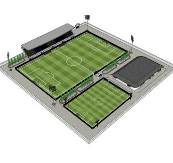足球场草图大师模型，足球场SU模型下载