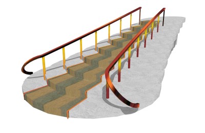 欧式单跑楼梯草图大师模型，单跑楼梯sketchup模型免费下载