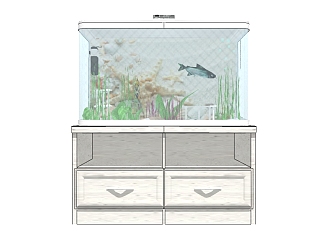 现代鱼缸造景草图大师模型，鱼缸sketchup模型下载