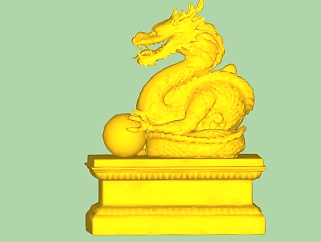 中式护珠盘龙雕塑su模型下载、护珠盘龙雕塑草图大师模型下载