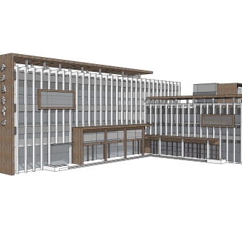 现代办公楼草图大师模型，办公楼sketchup模型免费下载
