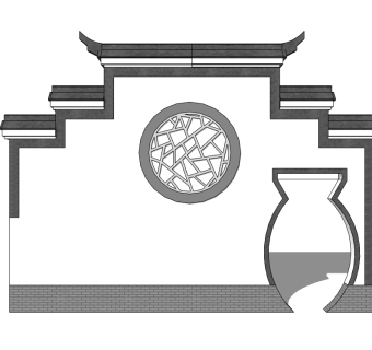 中式景观墙草图大师模型，景墙sketchup模型下载