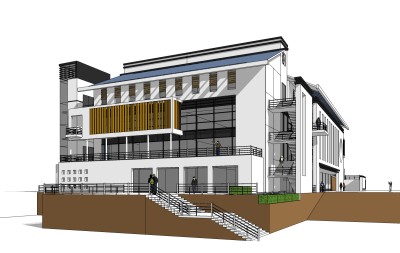 现代办公楼草图大师模型，办公楼sketchup模型免费下载