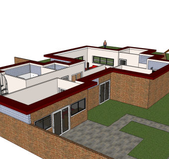 路德维希·密斯·凡·德·罗 砖砌乡村别墅草图大师模型下载