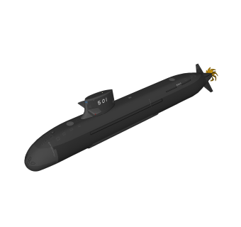 现代日本SS-501苍龙级潜艇草图大师模型，潜艇su模型下载