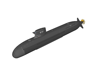 现代日本SS-501苍龙级潜艇草图大师模型，潜艇su模型...