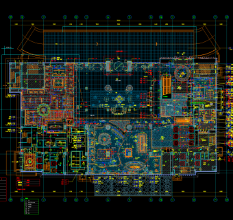 二层中餐厅CAD施工图，餐厅CAD图纸下载