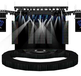 现代圆环形舞台草图大师模型，舞台skb模型分享