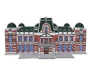 欧式建筑会所，sketchup文化建筑模型免费下载