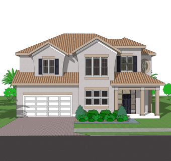 欧式独栋别墅草图大师模型，sketchup别墅su模型下载