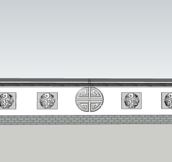 中式景墙草图大师模型skp模型，景墙sketchup模型skp文件分享