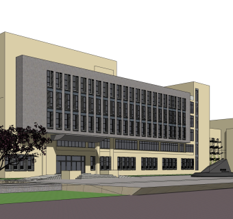 现代办公楼外观草图大师模型，办公楼外观sketchup模型免费下载