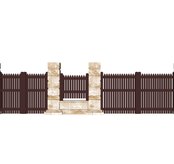 欧式院门院墙草图大师模型，院门院墙sketchup模型免费下载