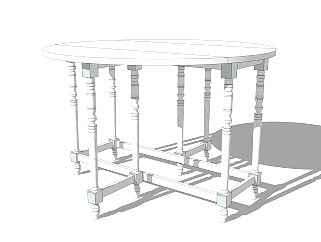 现代实木<em>圆形</em>餐桌su模型，圆桌草图大师模型下载