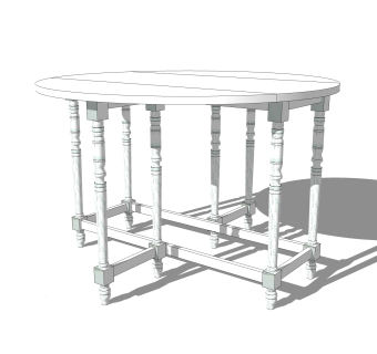 现代实木圆形餐桌su模型，圆桌草图大师模型下载