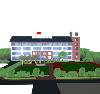 现代学校规划免费su模型，学校草图大师模型下载
