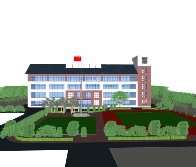 现代学校规划免费su模型，学校草图大师模型下载