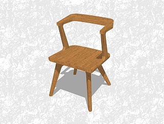 现代实木创意小座椅<em>su模型</em>，<em>休闲椅</em>草图大师模型下载