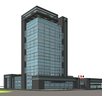 现代办公楼草图大师模型，办公楼sketchup模型免费下载
