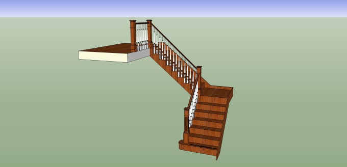 新中式楼梯草图大师模型，楼梯sketchup模型下载