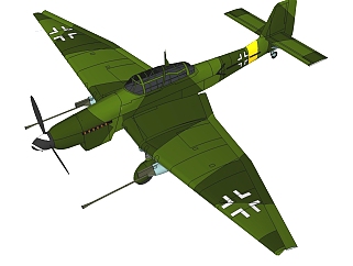 德国JU-87斯卡图俯冲轰炸<em>机</em>草图大师模型，战斗<em>机</em>SU...