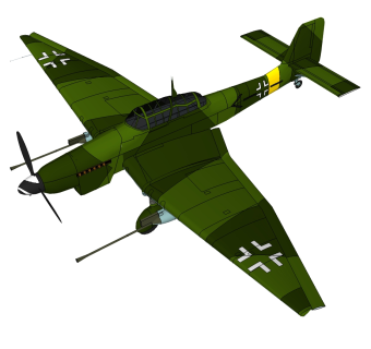 德国JU-87斯卡图俯冲轰炸机草图大师模型，战斗机SU模型下载