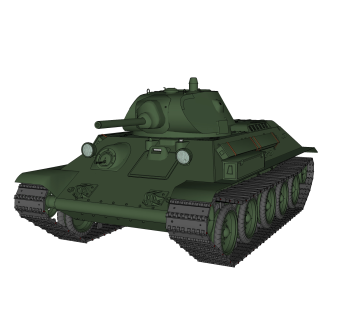 苏联T-34中型坦克草图大师模型，中型坦克su模型下载