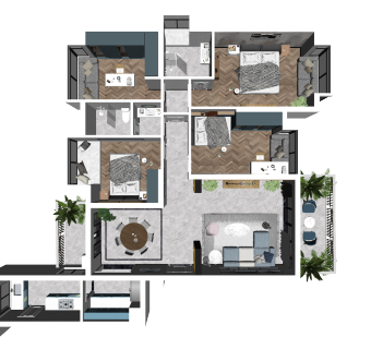 现代风格大平层客厅