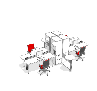 办工桌草图大师模型，办工桌sketchup模型，办工桌su素材下载