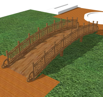 中式木桥草图大师模型，木桥sketchup模型免费下载