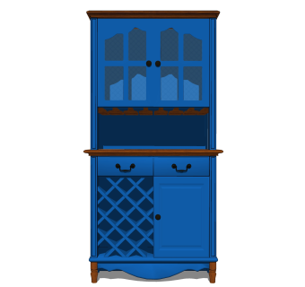 现代酒柜su模型，酒柜草图大师模型下载