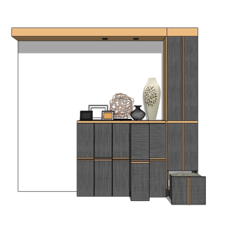 现代装饰柜sketchup模型，装饰柜草图大师模型下载