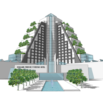 现代酒店草图大师模型，酒店sketchup模型免费下载