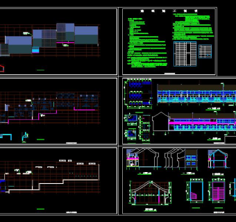 徽式四合院建筑全套施工图，四合院CAD建筑图纸下载