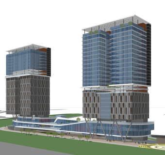 现代高层办公楼草图大师模型，高层办公楼sketchup模型免费下载