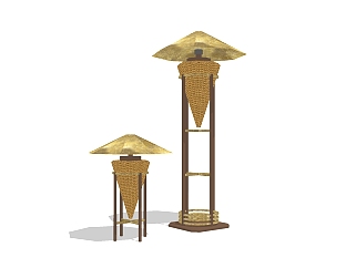 新中式实木灯柱草图大师模型，实木灯柱sketchup模型下载