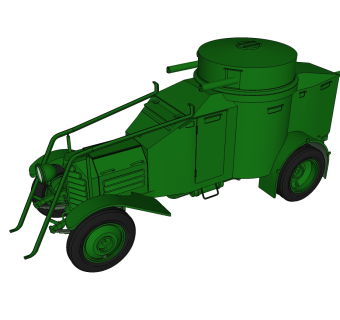 意大利蓝旗亚IZM装甲车草图大师模型，装甲车SU模型下载