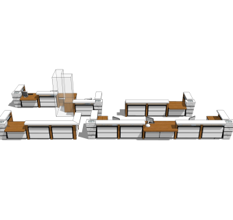 现代简约前台接待台skp模型，接待台sketchup模型下载