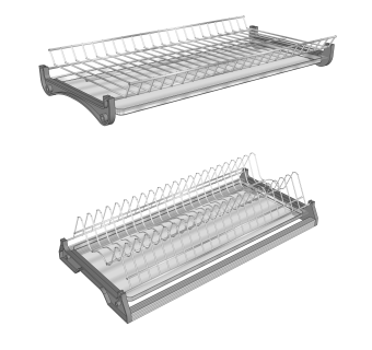 现代碟杯架草图大师模型，杯碟架SU模型下载