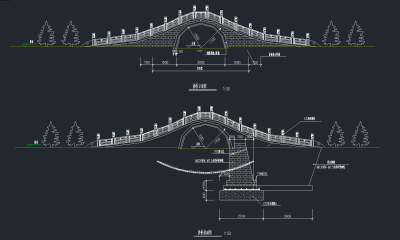 整套石桥CAD施工图，石桥CAD建筑图纸下载