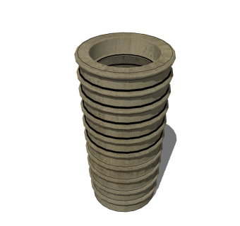 现代水泥垃圾桶草图大师模型，垃圾桶SU模型下载