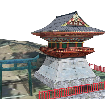 日式古建筑草图大师模型下载、日式古建筑su模型下载