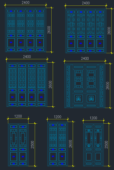 古建筑门CAD施工图，门CAD建筑图纸下载