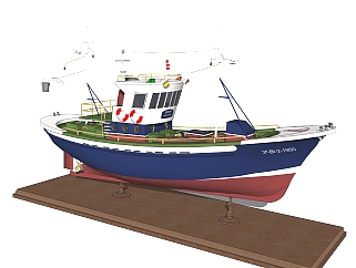现代大型渔船skp模型，货船skb文件下载