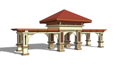 欧式入口大门草图大师模型下载，入口大门skb模型分享