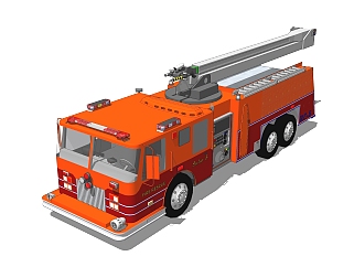 现代工程车<em>橙色</em>消防车SU模型，工程车SKB文件下载