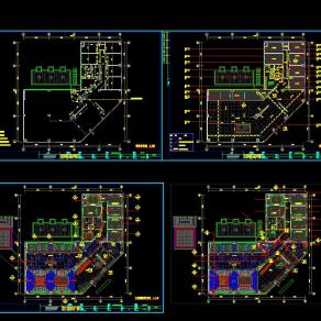 华日理想售楼部施工图，CAD平立剖面图设计
